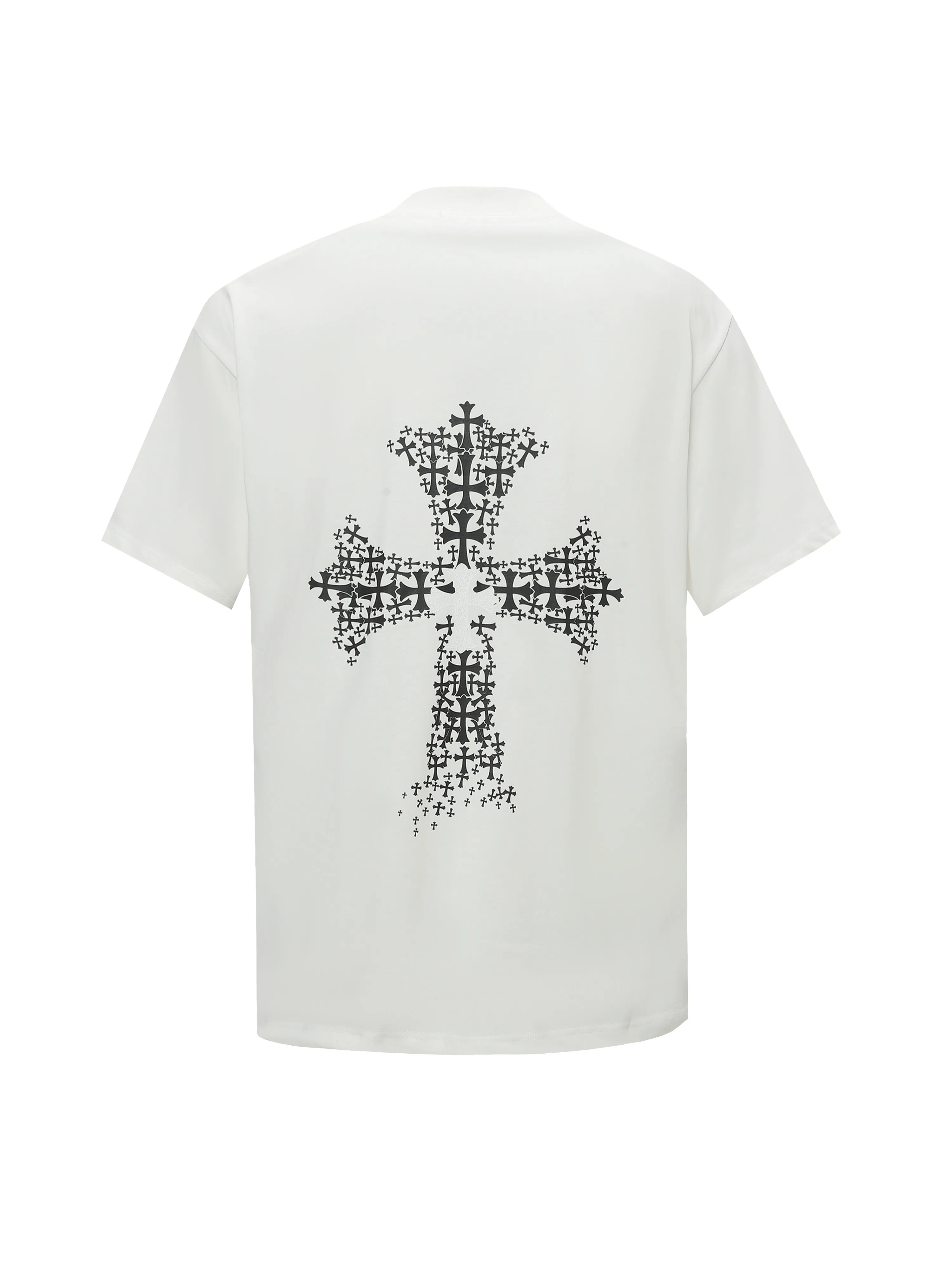 🅿️170 Chrome Hearts/Chrome Hearts 25ss cross printed short-sleeved T-shirt. Fabric 280g double yarn, 1*1 double yarn thread, soft and comfortable to the touch, no deformation, os dropped shoulders and loose version, same style for men and women. The loose version covers the flesh and looks slim but not attractive. Color: black/white Size: XS-L
